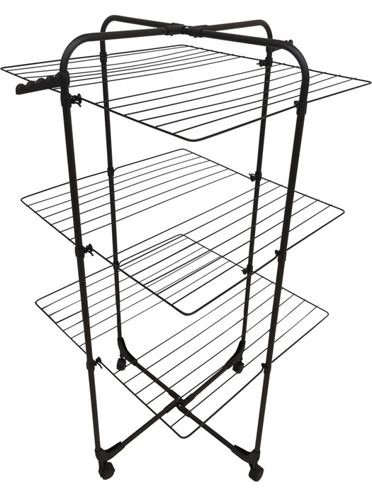 Torkställning på hjul Svart 68 x 68 x 133 cm